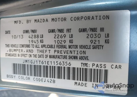 2014 Mazda Mazda6 I Touring z USA, uszkodzony, nr VIN JM1GJ1T61E1156356